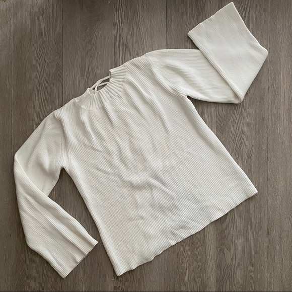 Olivaceous • Lace-up Back Bell Sleeve Swea… - Picture 2 of 13